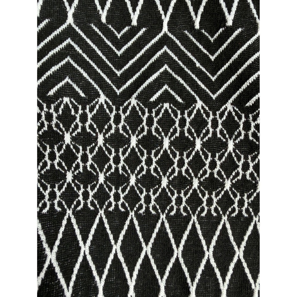 BCBGMAXAZRIA Black White Geometric Jacquard Knit Peplum Top Small Sleeveless - Picture 5 of 8